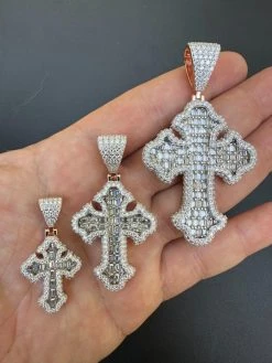MOISSANITE Gothic Tupac Cross Pendant Baguette Necklace Rose Gold Plated 925 Silver 24 MOISSANITE Gothic Tupac Cross Pendant Baguette Necklace Rose Gold Plated 925 Silver -Harlem Bling Shop hip hop moissanite gothic tupac cross pendant baguette necklace rose gold plated 925 silver 89207.1693703386