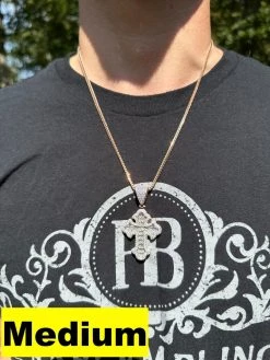 MOISSANITE Gothic Tupac Cross Pendant Baguette Necklace Rose Gold Plated 925 Silver 26 MOISSANITE Gothic Tupac Cross Pendant Baguette Necklace Rose Gold Plated 925 Silver -Harlem Bling Shop hip hop moissanite gothic tupac cross pendant baguette necklace rose gold plated 925 silver 92752.1693703388