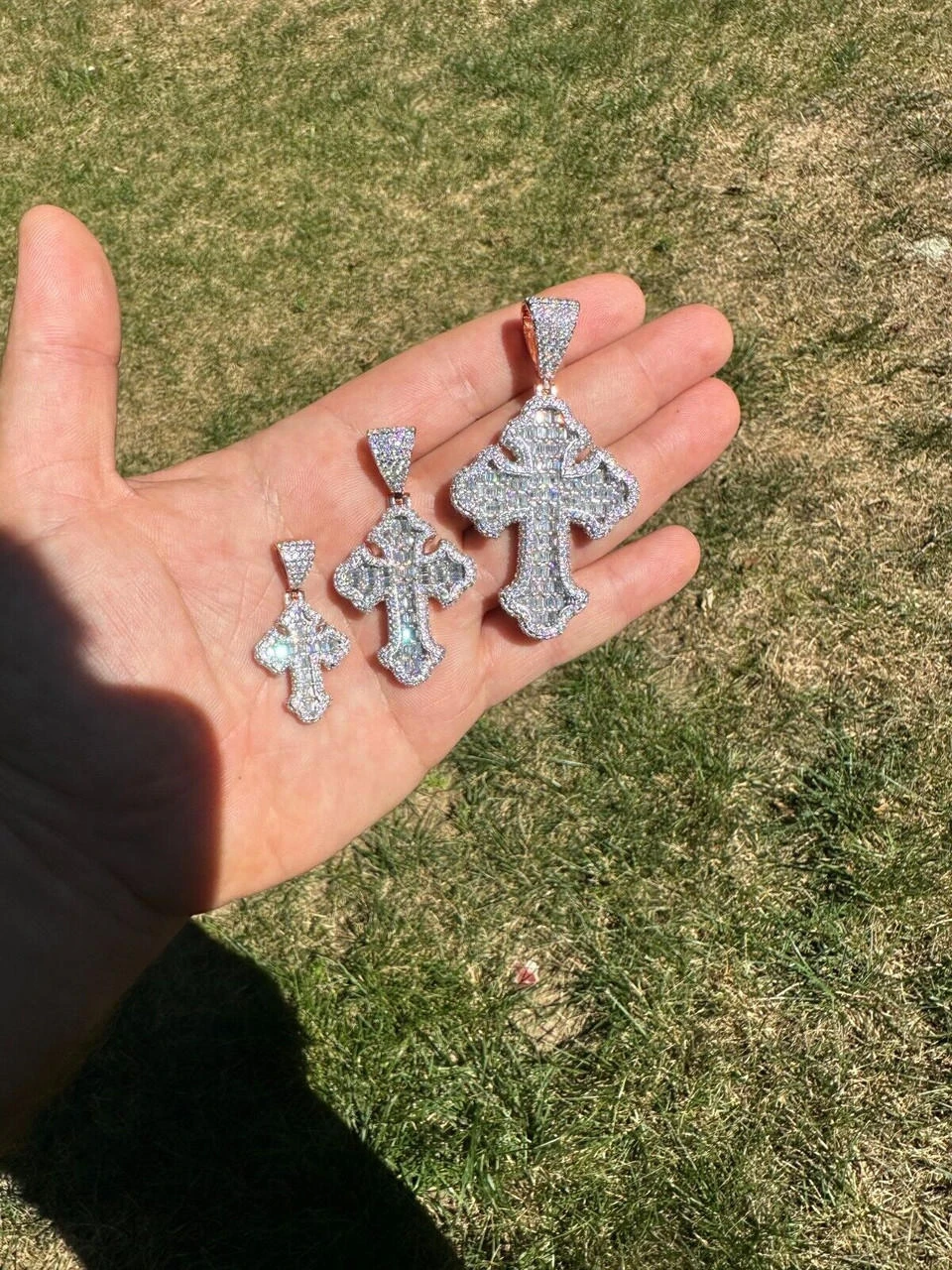 MOISSANITE Gothic Tupac Cross Pendant Baguette Necklace Rose Gold Plated 925 Silver 22 MOISSANITE Gothic Tupac Cross Pendant Baguette Necklace Rose Gold Plated 925 Silver - Image 20