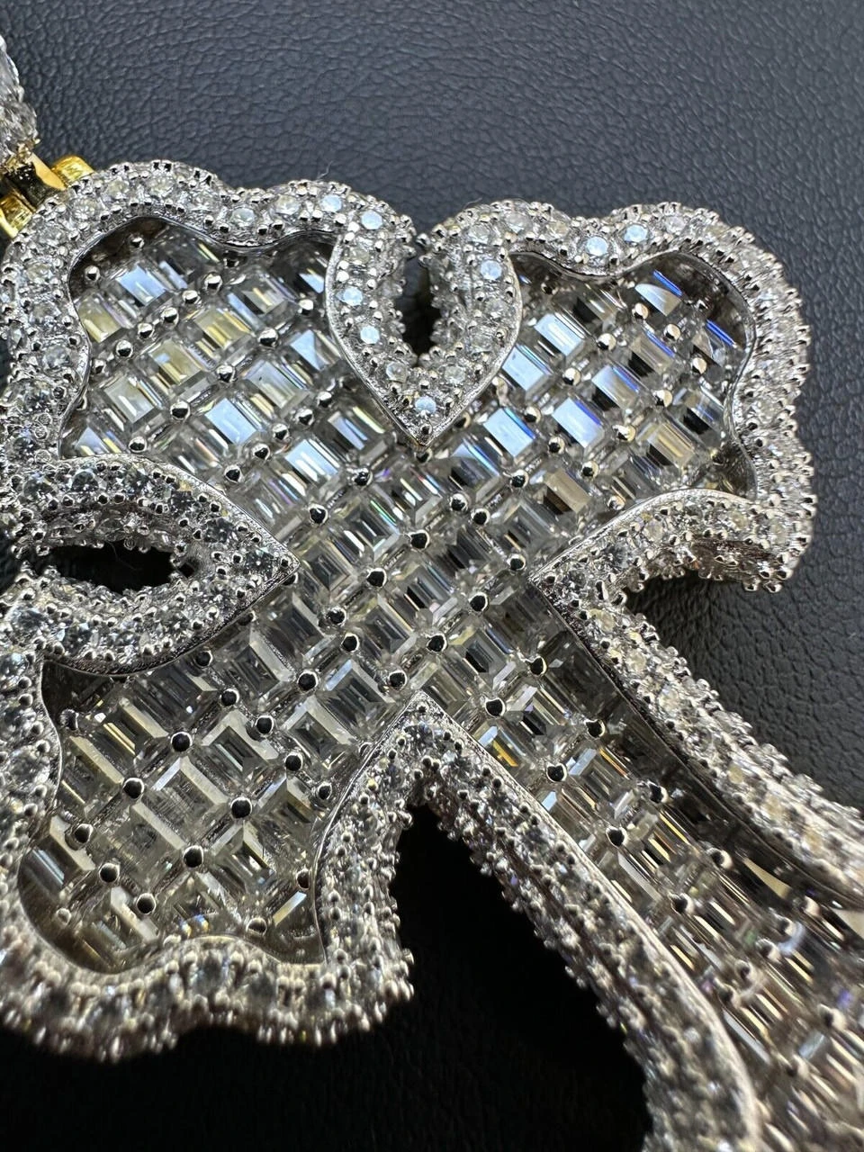 MOISSANITE Gothic Tupac Cross Pendant Iced Baguette Necklace 14k Gold Vermeil 925 Silver 12 MOISSANITE Gothic Tupac Cross Pendant Iced Baguette Necklace 14k Gold Vermeil 925 Silver - Image 10