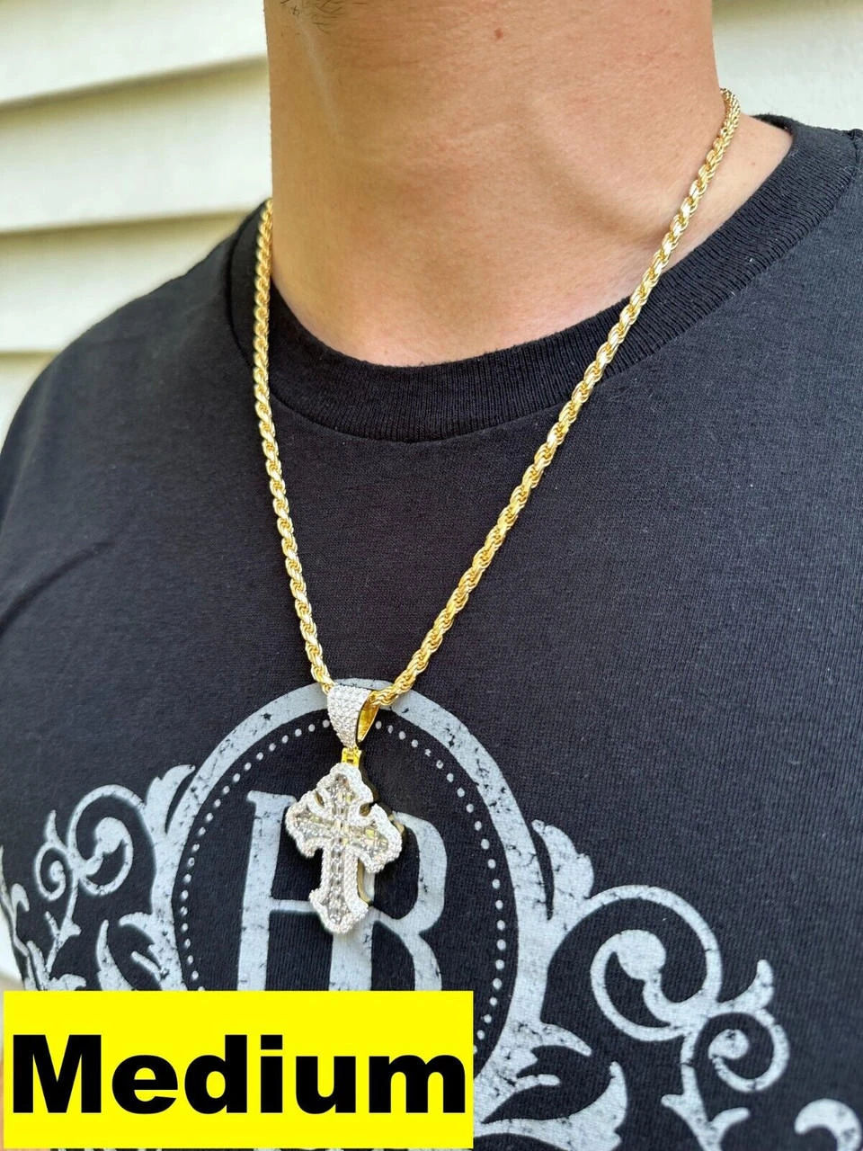 MOISSANITE Gothic Tupac Cross Pendant Iced Baguette Necklace 14k Gold Vermeil 925 Silver 18 MOISSANITE Gothic Tupac Cross Pendant Iced Baguette Necklace 14k Gold Vermeil 925 Silver - Image 16