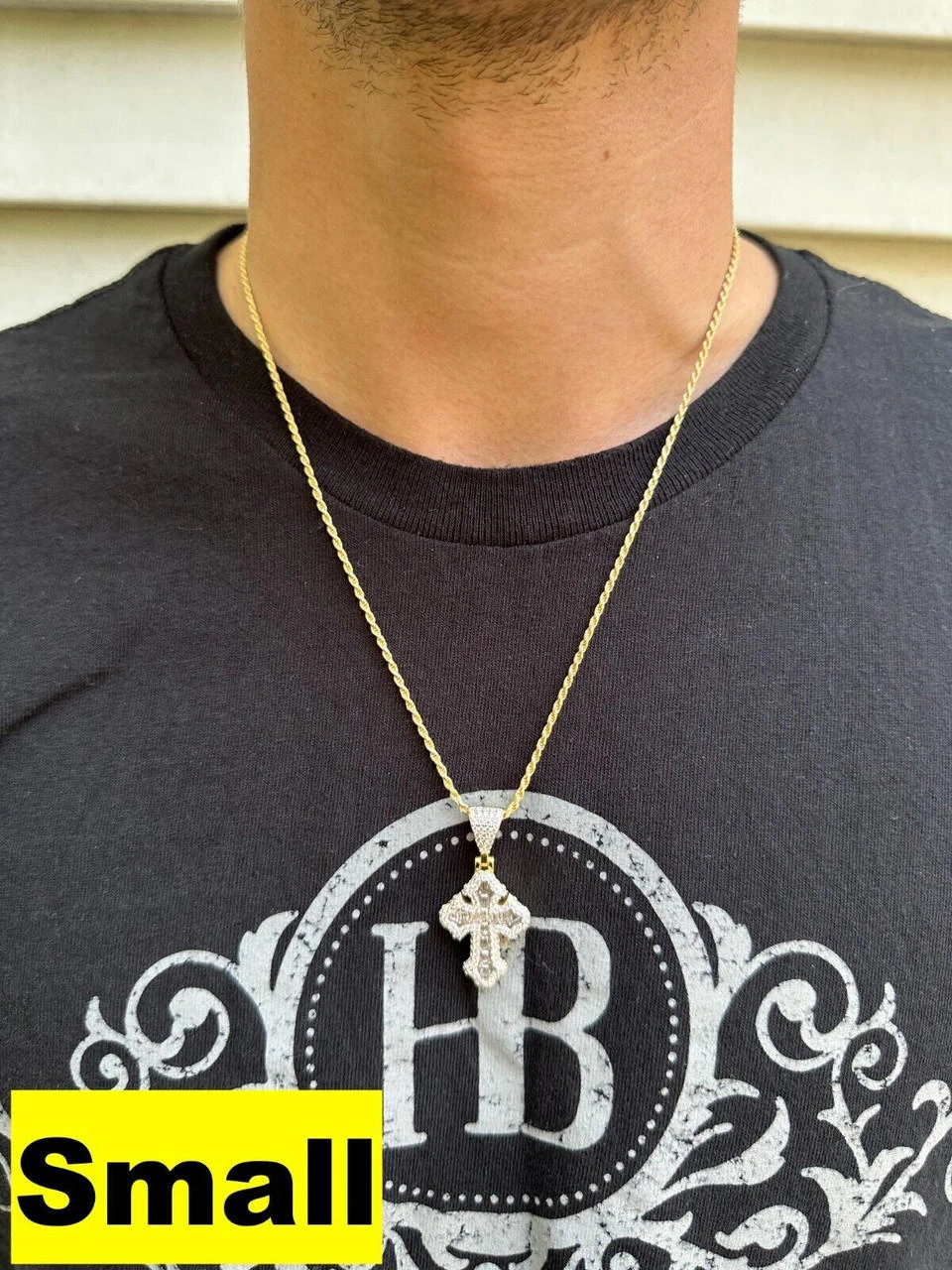 MOISSANITE Gothic Tupac Cross Pendant Iced Baguette Necklace 14k Gold Vermeil 925 Silver 17 MOISSANITE Gothic Tupac Cross Pendant Iced Baguette Necklace 14k Gold Vermeil 925 Silver - Image 15