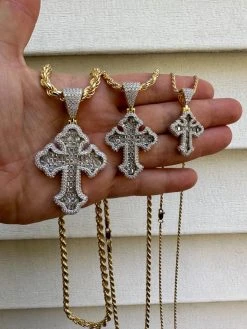 MOISSANITE Gothic Tupac Cross Pendant Iced Baguette Necklace 14k Gold Vermeil 925 Silver 41 MOISSANITE Gothic Tupac Cross Pendant Iced Baguette Necklace 14k Gold Vermeil 925 Silver -Harlem Bling Shop hip hop moissanite gothic tupac cross pendant iced baguette necklace 14k gold vermeil 925 silver 58598.1693703406