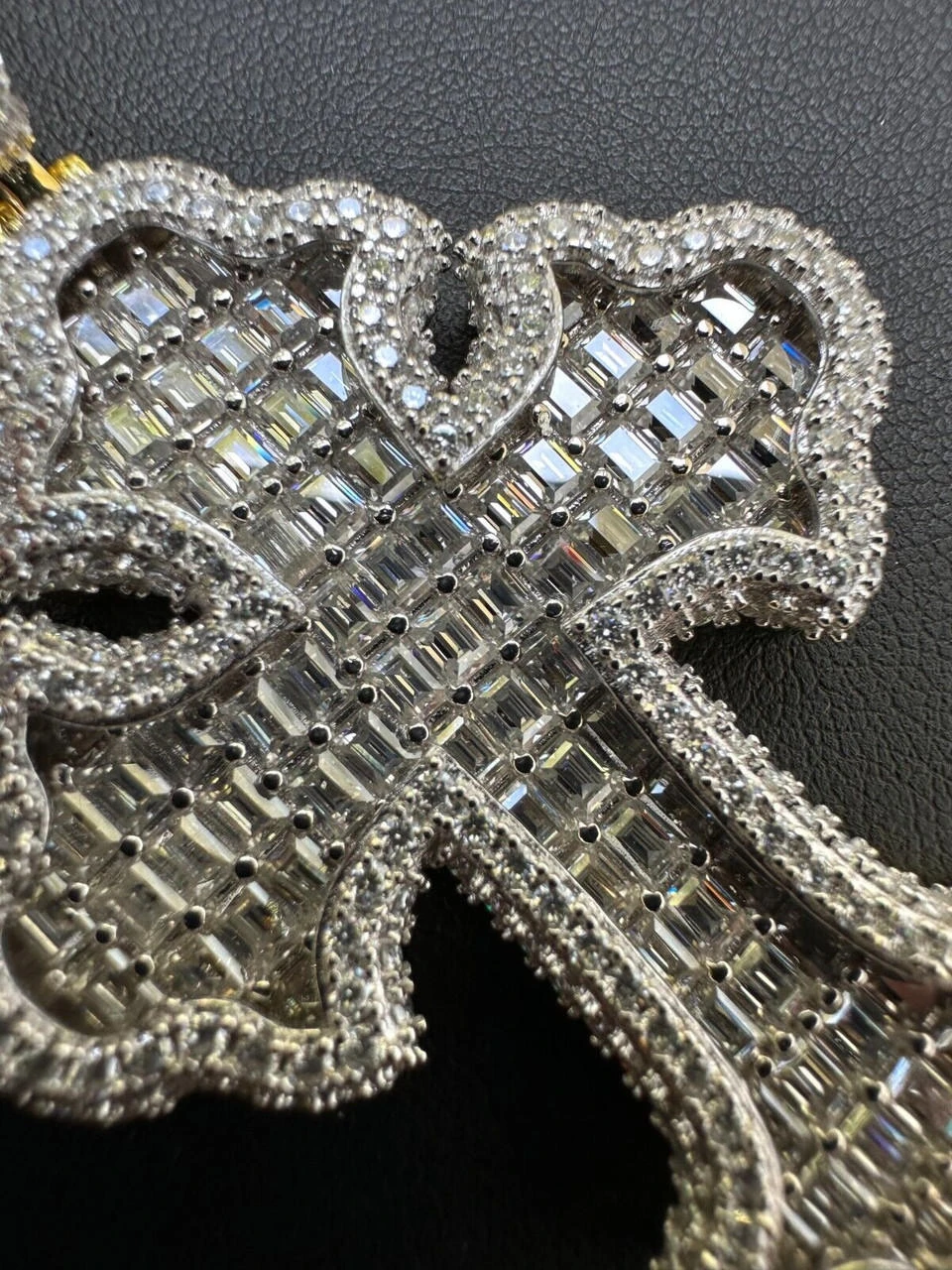 MOISSANITE Gothic Tupac Cross Pendant Iced Baguette Necklace 14k Gold Vermeil 925 Silver 21 MOISSANITE Gothic Tupac Cross Pendant Iced Baguette Necklace 14k Gold Vermeil 925 Silver - Image 19