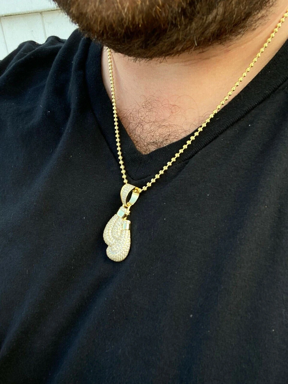 MOISSANITE Hip Hop Boxing Gloves Pendant Necklace Iced 925 Silver/ Gold Plating 6 MOISSANITE Hip Hop Boxing Gloves Pendant Necklace Iced 925 Silver/ Gold Plating - Image 4