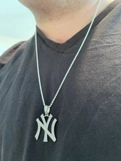 MOISSANITE Hip Hop New York Pendant Iced Real 925 Silver Necklace Mens Ladies -Harlem Bling Shop hip hop moissanite hip hop new york pendant iced real 925 silver necklace mens ladies 32993.1664300757