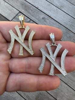 MOISSANITE Hip Hop New York Pendant Iced Real 925 Silver Necklace Mens Ladies -Harlem Bling Shop hip hop moissanite hip hop new york pendant iced real 925 silver necklace mens ladies 40511.1664301925