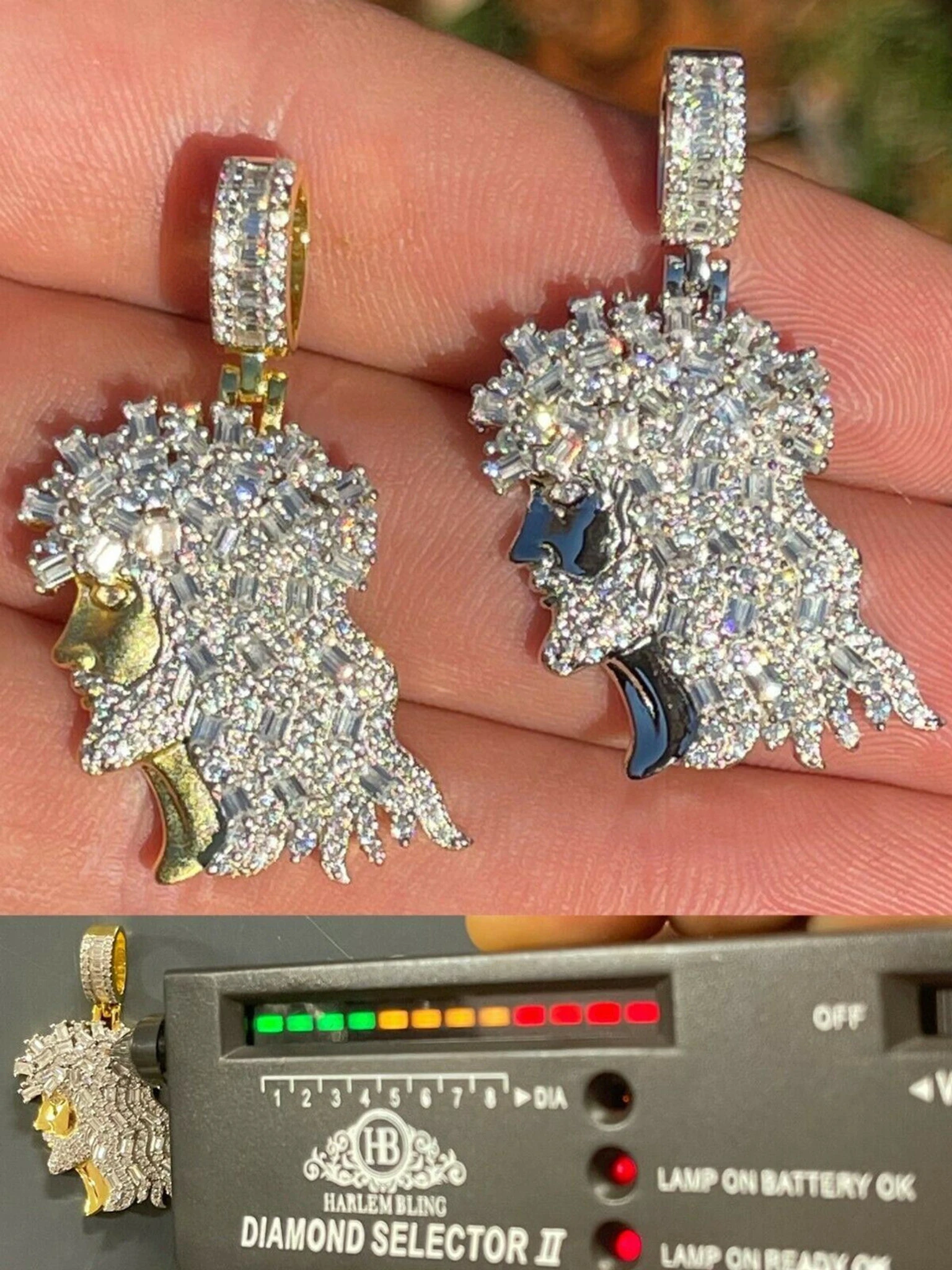 Moissanite Iced Bust Down 2.5ct Jesus Face Pendant Pass Diamond Test Silver Gold 3 Moissanite Iced Bust Down 2.5ct Jesus Face Pendant Pass Diamond Test Silver Gold