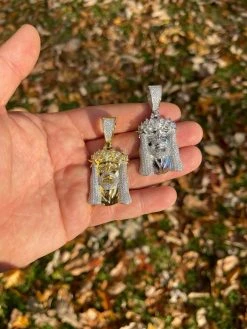 MOISSANITE Iced Real Solid Silver Gold Baguette Jesus Piece Pendant Necklace Men 18 MOISSANITE Iced Real Solid Silver Gold Baguette Jesus Piece Pendant Necklace Men -Harlem Bling Shop hip hop moissanite iced real solid silver gold baguette jesus piece pendant necklace men 18049.1664362781