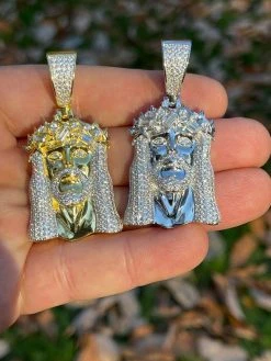 MOISSANITE Iced Real Solid Silver Gold Baguette Jesus Piece Pendant Necklace Men 22 MOISSANITE Iced Real Solid Silver Gold Baguette Jesus Piece Pendant Necklace Men -Harlem Bling Shop hip hop moissanite iced real solid silver gold baguette jesus piece pendant necklace men 59792.1664361782