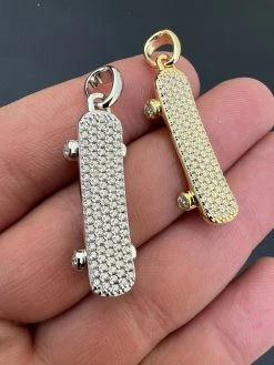MOISSANITE Iced Silver Skateboard Pendant Hip Hop Gold Necklace Pass Diamond Test 23 MOISSANITE Iced Silver Skateboard Pendant Hip Hop Gold Necklace Pass Diamond Test -Harlem Bling Shop hip hop moissanite iced silver skateboard pendant hi hop gold necklace pass diamond test 13934.1664355988