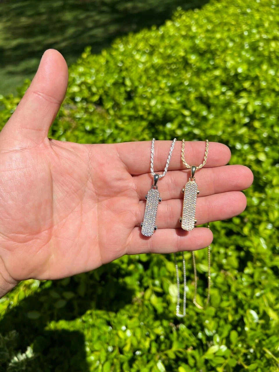 MOISSANITE Iced Silver Skateboard Pendant Hip Hop Gold Necklace Pass Diamond Test 13 MOISSANITE Iced Silver Skateboard Pendant Hip Hop Gold Necklace Pass Diamond Test - Image 11