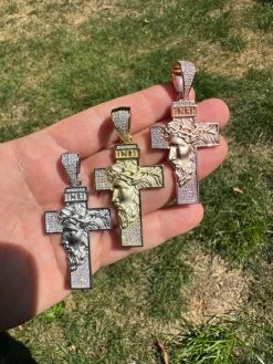 MOISSANITE Jesus Face On Cross Pendant Iced Necklace Real 925 Silver / 14k Gold 27 MOISSANITE Jesus Face On Cross Pendant Iced Necklace Real 925 Silver / 14k Gold -Harlem Bling Shop hip hop moissanite jesus face on cross pendant iced necklace real 925 silver 14k gold 15264.1692838462