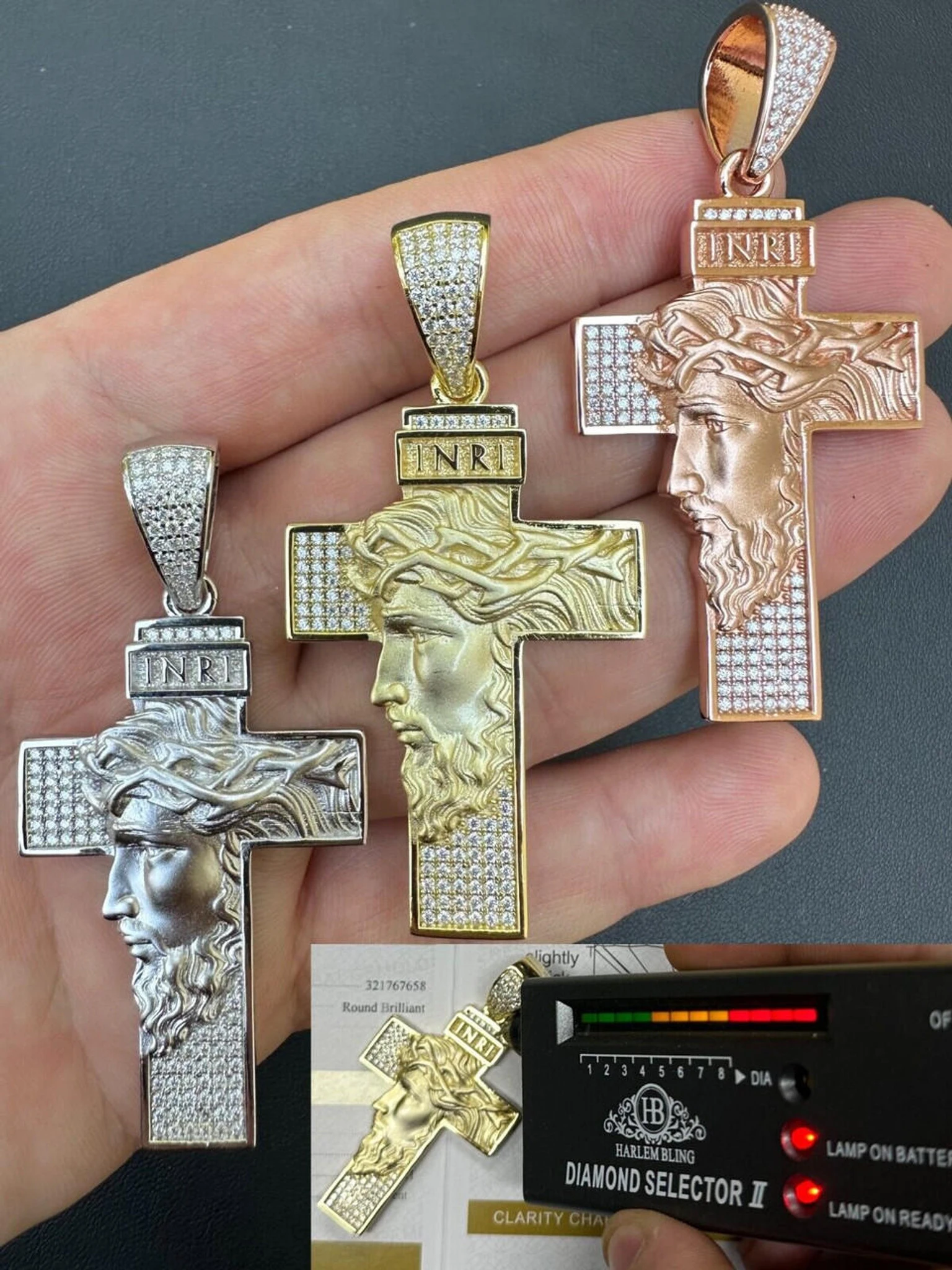 MOISSANITE Jesus Face On Cross Pendant Iced Necklace Real 925 Silver / 14k Gold 3 MOISSANITE Jesus Face On Cross Pendant Iced Necklace Real 925 Silver / 14k Gold