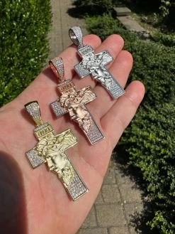 MOISSANITE Jesus Face On Cross Pendant Iced Necklace Real 925 Silver / 14k Gold 40 MOISSANITE Jesus Face On Cross Pendant Iced Necklace Real 925 Silver / 14k Gold -Harlem Bling Shop hip hop moissanite jesus face on cross pendant iced necklace real 925 silver 14k gold 86043.1692838468