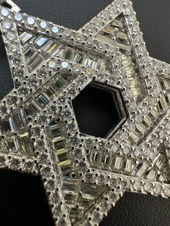 Moissanite Jewish Star Magen David Pendant Iced Necklace Silver Real 925 Silver -Harlem Bling Shop hip hop moissanite jewish star magen david pendant iced necklace silver real 925 silver 42598.1694049349