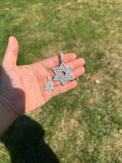 Moissanite Jewish Star Magen David Pendant Iced Necklace Silver Real 925 Silver -Harlem Bling Shop hip hop moissanite jewish star magen david pendant iced necklace silver real 925 silver 80391.1694049352