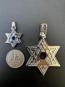 Moissanite Jewish Star Magen David Pendant Iced Necklace Silver Real 925 Silver -Harlem Bling Shop hip hop moissanite jewish star magen david pendant iced necklace silver real 925 silver 83936.1694049586