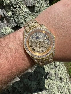 MOISSANITE Mens Presidential Automatic Watch Gold Iced Hip Hop Pass Diamond Test 18 MOISSANITE Mens Presidential Automatic Watch Gold Iced Hip Hop Pass Diamond Test -Harlem Bling Shop hip hop moissanite mens presidential automatic watch gold iced hip hop pass diamond test 13507.1664360540