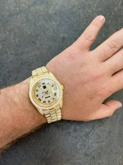 MOISSANITE Mens Presidential Automatic Watch Gold Iced Hip Hop Pass Diamond Test 23 MOISSANITE Mens Presidential Automatic Watch Gold Iced Hip Hop Pass Diamond Test -Harlem Bling Shop hip hop moissanite mens presidential automatic watch gold iced hip hop pass diamond test 26495.1664360097