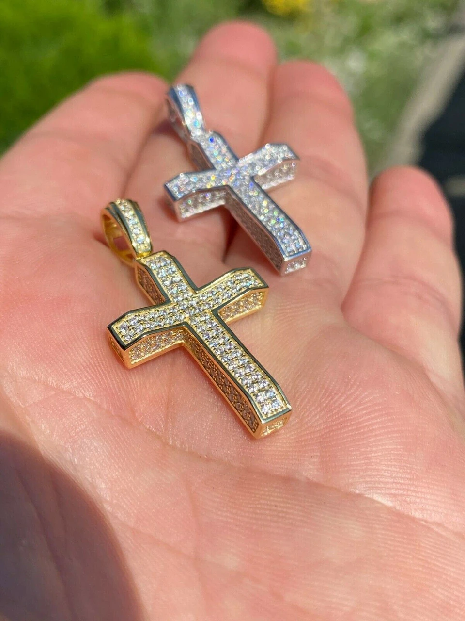 MOISSANITE Passes Diamond Test Solid 925 Silver Iced Diamond Cross Gold Pendant 10 MOISSANITE Passes Diamond Test Solid 925 Silver Iced Diamond Cross Gold Pendant - Image 8