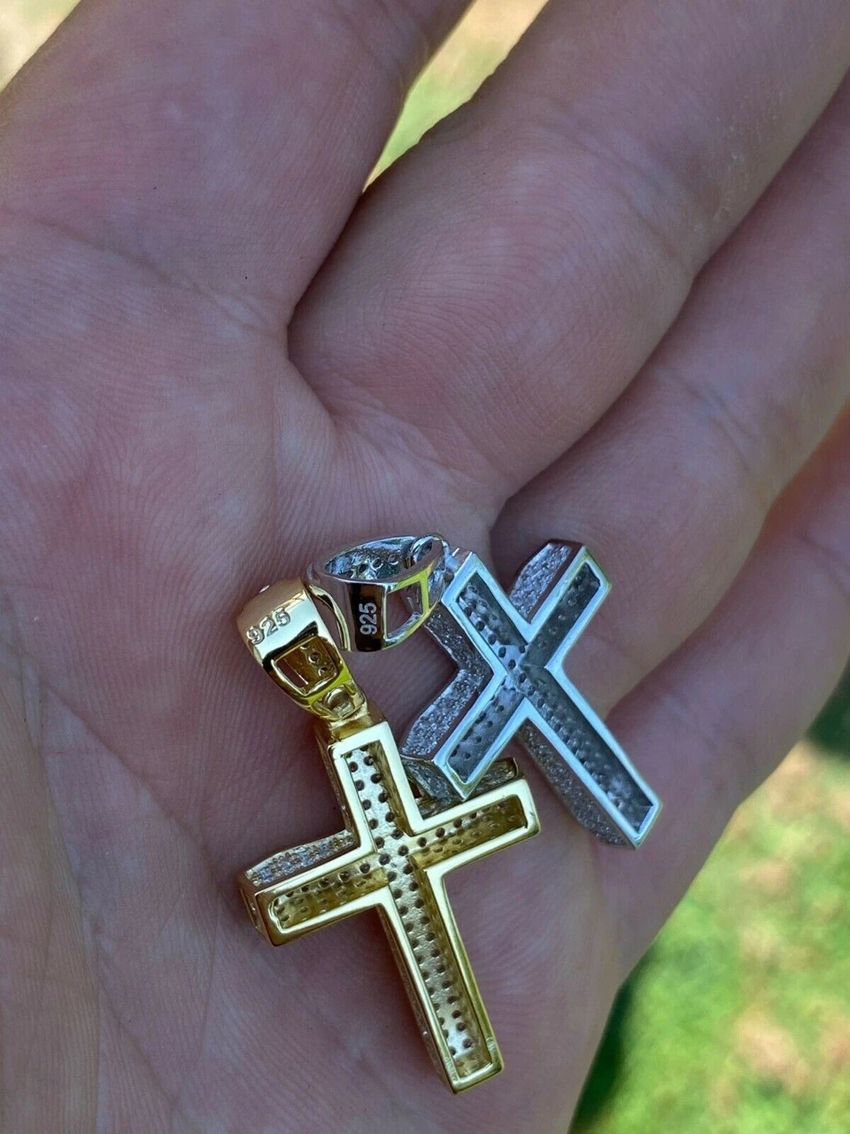 MOISSANITE Passes Diamond Test Solid 925 Silver Iced Diamond Cross Gold Pendant 9 MOISSANITE Passes Diamond Test Solid 925 Silver Iced Diamond Cross Gold Pendant - Image 7