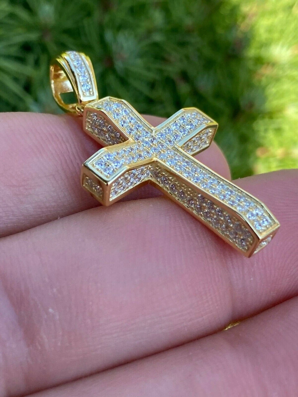 MOISSANITE Passes Diamond Test Solid 925 Silver Iced Diamond Cross Gold Pendant 11 MOISSANITE Passes Diamond Test Solid 925 Silver Iced Diamond Cross Gold Pendant - Image 9
