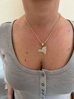 MOISSANITE Real 925 Silver / 14k Gold Hip Hop New York State Shape Pendant Iced 23 MOISSANITE Real 925 Silver / 14k Gold Hip Hop New York State Shape Pendant Iced -Harlem Bling Shop hip hop moissanite real 925 silver 14k gold hip hop new york state shape pendant iced 62831.1674668559