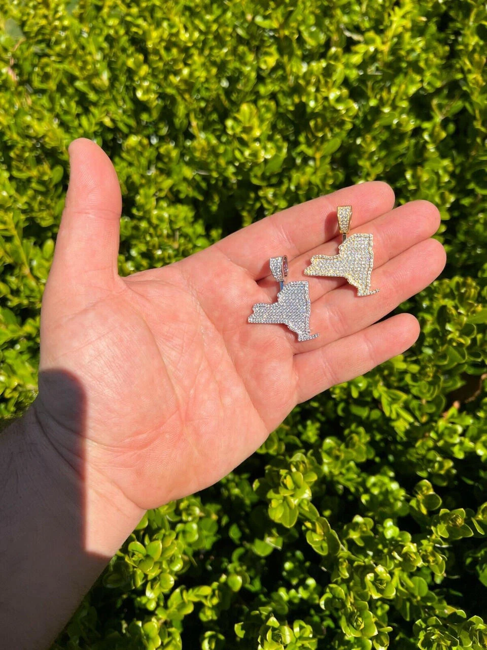 MOISSANITE Real 925 Silver / 14k Gold Hip Hop New York State Shape Pendant Iced 14 MOISSANITE Real 925 Silver / 14k Gold Hip Hop New York State Shape Pendant Iced - Image 12