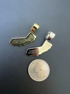 MOISSANITE Real 925 Silver / 14k Gold HipHop California State Shape Pendant Iced -Harlem Bling Shop hip hop moissanite real 925 silver 14k gold hiphop california state shape pendant iced 08985.1674668403