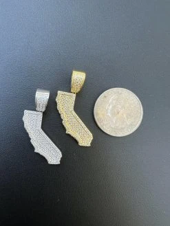 MOISSANITE Real 925 Silver / 14k Gold HipHop California State Shape Pendant Iced -Harlem Bling Shop hip hop moissanite real 925 silver 14k gold hiphop california state shape pendant iced 34799.1674668355