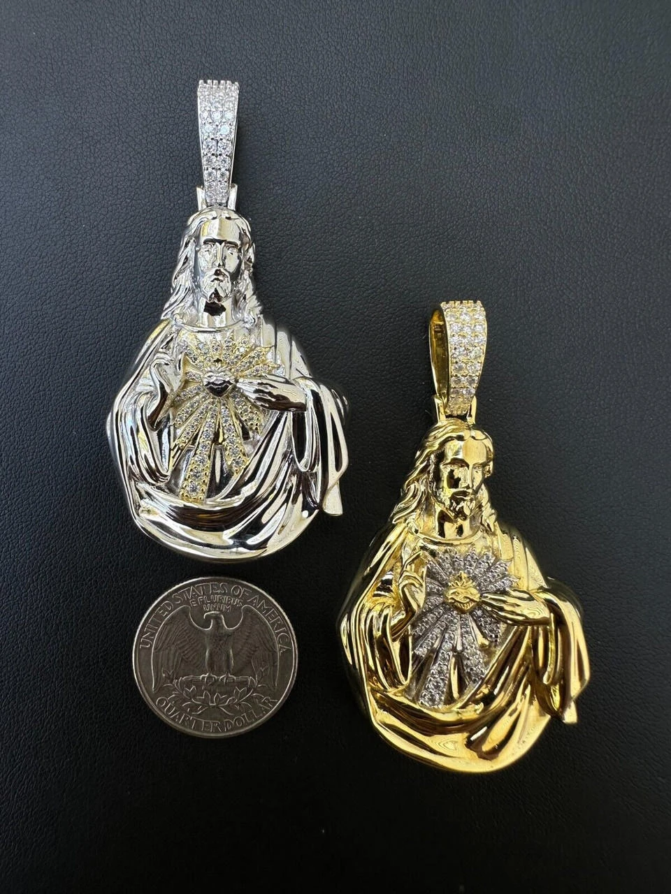 MOISSANITE Real 925 Silver Big Jesus Piece Immaculate Heart 3D Pendant Necklace 18 MOISSANITE Real 925 Silver Big Jesus Piece Immaculate Heart 3D Pendant Necklace - Image 16