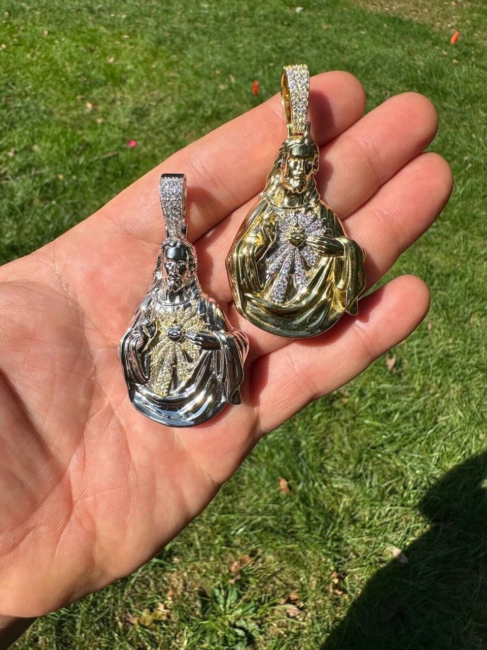 MOISSANITE Real 925 Silver Big Jesus Piece Immaculate Heart 3D Pendant Necklace 22 MOISSANITE Real 925 Silver Big Jesus Piece Immaculate Heart 3D Pendant Necklace - Image 20