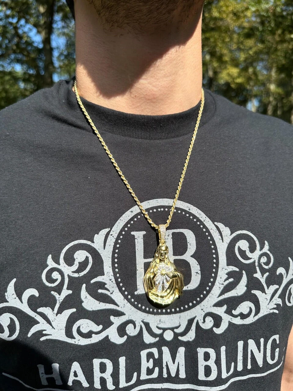 MOISSANITE Real 925 Silver Big Jesus Piece Immaculate Heart 3D Pendant Necklace 5 MOISSANITE Real 925 Silver Big Jesus Piece Immaculate Heart 3D Pendant Necklace - Image 3