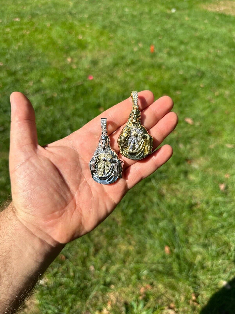 MOISSANITE Real 925 Silver Big Jesus Piece Immaculate Heart 3D Pendant Necklace 16 MOISSANITE Real 925 Silver Big Jesus Piece Immaculate Heart 3D Pendant Necklace - Image 14