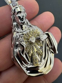 MOISSANITE Real 925 Silver Big Jesus Piece Immaculate Heart 3D Pendant Necklace 38 MOISSANITE Real 925 Silver Big Jesus Piece Immaculate Heart 3D Pendant Necklace -Harlem Bling Shop hip hop moissanite real 925 silver big jesus piece immaculate heart 3d pendant necklace 55702.1696386125