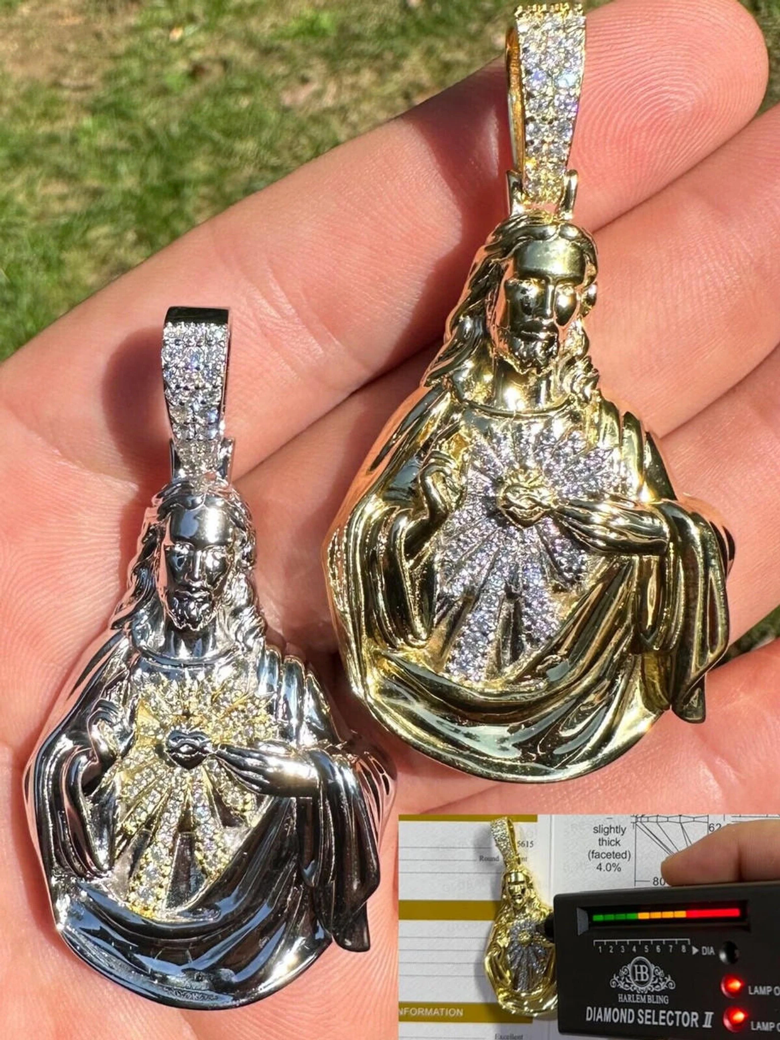 MOISSANITE Real 925 Silver Big Jesus Piece Immaculate Heart 3D Pendant Necklace 3 MOISSANITE Real 925 Silver Big Jesus Piece Immaculate Heart 3D Pendant Necklace