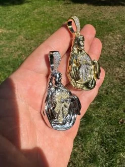 MOISSANITE Real 925 Silver Big Jesus Piece Immaculate Heart 3D Pendant Necklace 32 MOISSANITE Real 925 Silver Big Jesus Piece Immaculate Heart 3D Pendant Necklace -Harlem Bling Shop hip hop moissanite real 925 silver big jesus piece immaculate heart 3d pendant necklace 88132.1696386159