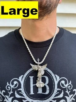 MOISSANITE Real Solid 10k White Gold Saint Michael Slaying Dragon Pendant 22 MOISSANITE Real Solid 10k White Gold Saint Michael Slaying Dragon Pendant -Harlem Bling Shop hip hop moissanite real solid 10k white gold saint michael slaying dragon pendant 08280.1696645470