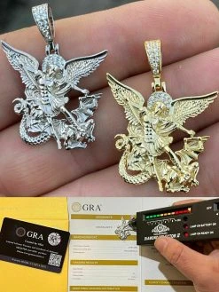 MOISSANITE Saint Michael Archangel Necklace Pendant Necklace Pass Diamond Tester
