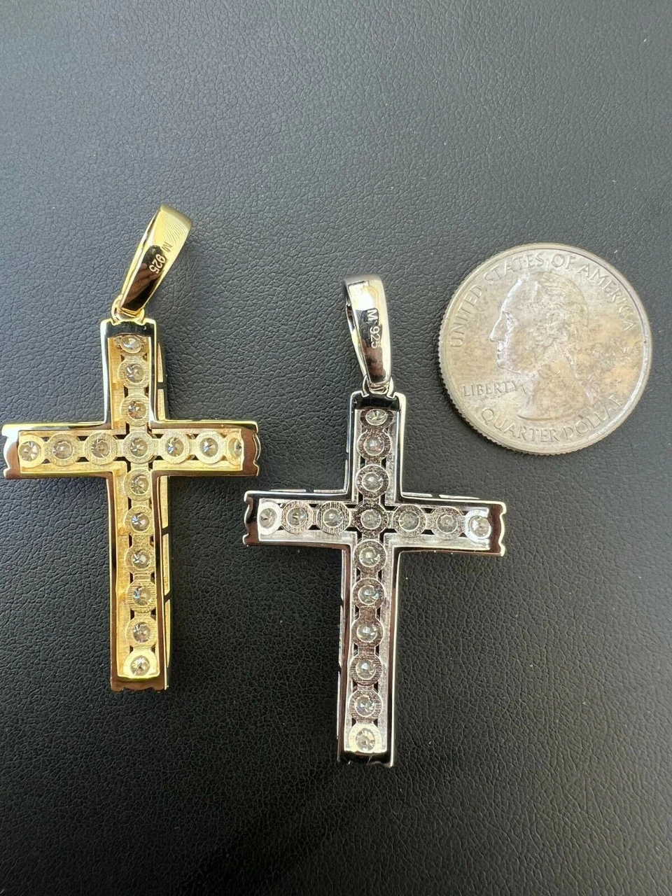 MOISSANITE Silver Gold Real Iced Diamond Tennis Cross Pendant Pass Diamond Test 10 MOISSANITE Silver Gold Real Iced Diamond Tennis Cross Pendant Pass Diamond Test - Image 8