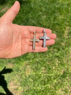 MOISSANITE Silver Gold Real Iced Diamond Tennis Cross Pendant Pass Diamond Test 24 MOISSANITE Silver Gold Real Iced Diamond Tennis Cross Pendant Pass Diamond Test -Harlem Bling Shop hip hop moissanite silver gold real iced diamond tennis cross pendant pass diamond test 45156.1664355378
