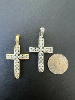 MOISSANITE Silver Gold Real Iced Diamond Tennis Cross Pendant Pass Diamond Test 17 MOISSANITE Silver Gold Real Iced Diamond Tennis Cross Pendant Pass Diamond Test -Harlem Bling Shop hip hop moissanite silver gold real iced diamond tennis cross pendant pass diamond test 57491.1664357406
