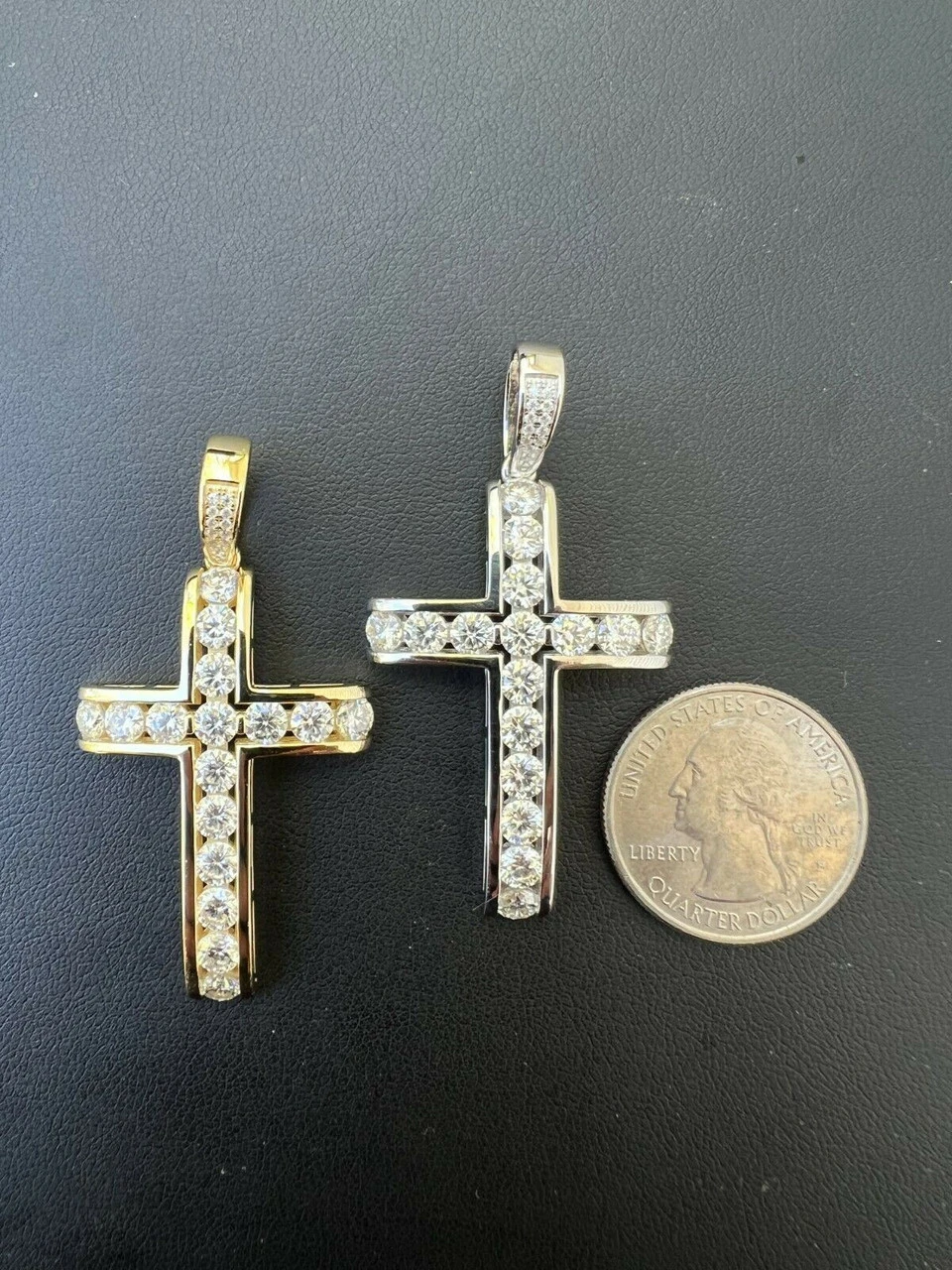 MOISSANITE Silver Gold Real Iced Diamond Tennis Cross Pendant Pass Diamond Test 6 MOISSANITE Silver Gold Real Iced Diamond Tennis Cross Pendant Pass Diamond Test - Image 4