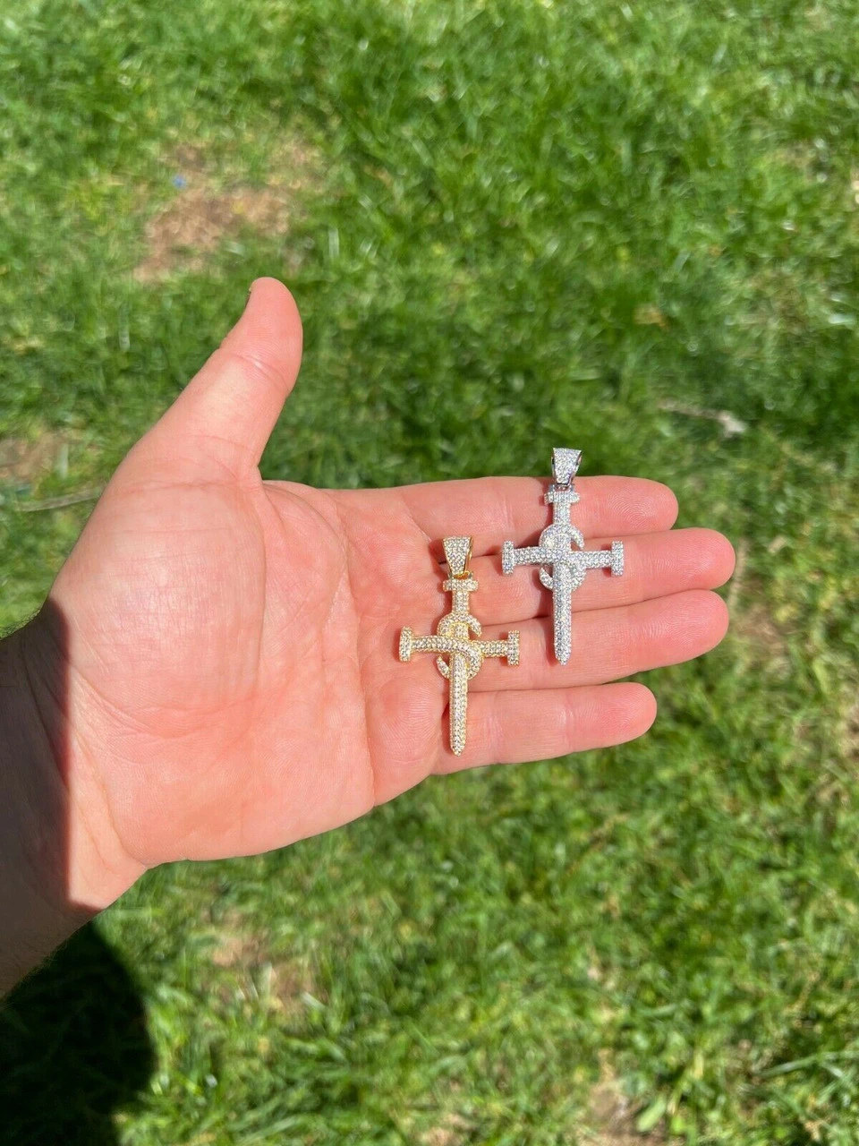 MOISSANITE Silver Gold Real Iced Hip Hop Nail Cross Pendant Pass Diamond Tester 13 MOISSANITE Silver Gold Real Iced Hip Hop Nail Cross Pendant Pass Diamond Tester - Image 11