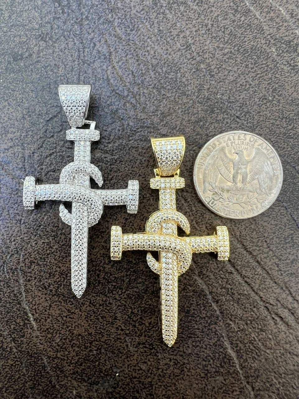 MOISSANITE Silver Gold Real Iced Hip Hop Nail Cross Pendant Pass Diamond Tester 12 MOISSANITE Silver Gold Real Iced Hip Hop Nail Cross Pendant Pass Diamond Tester - Image 10