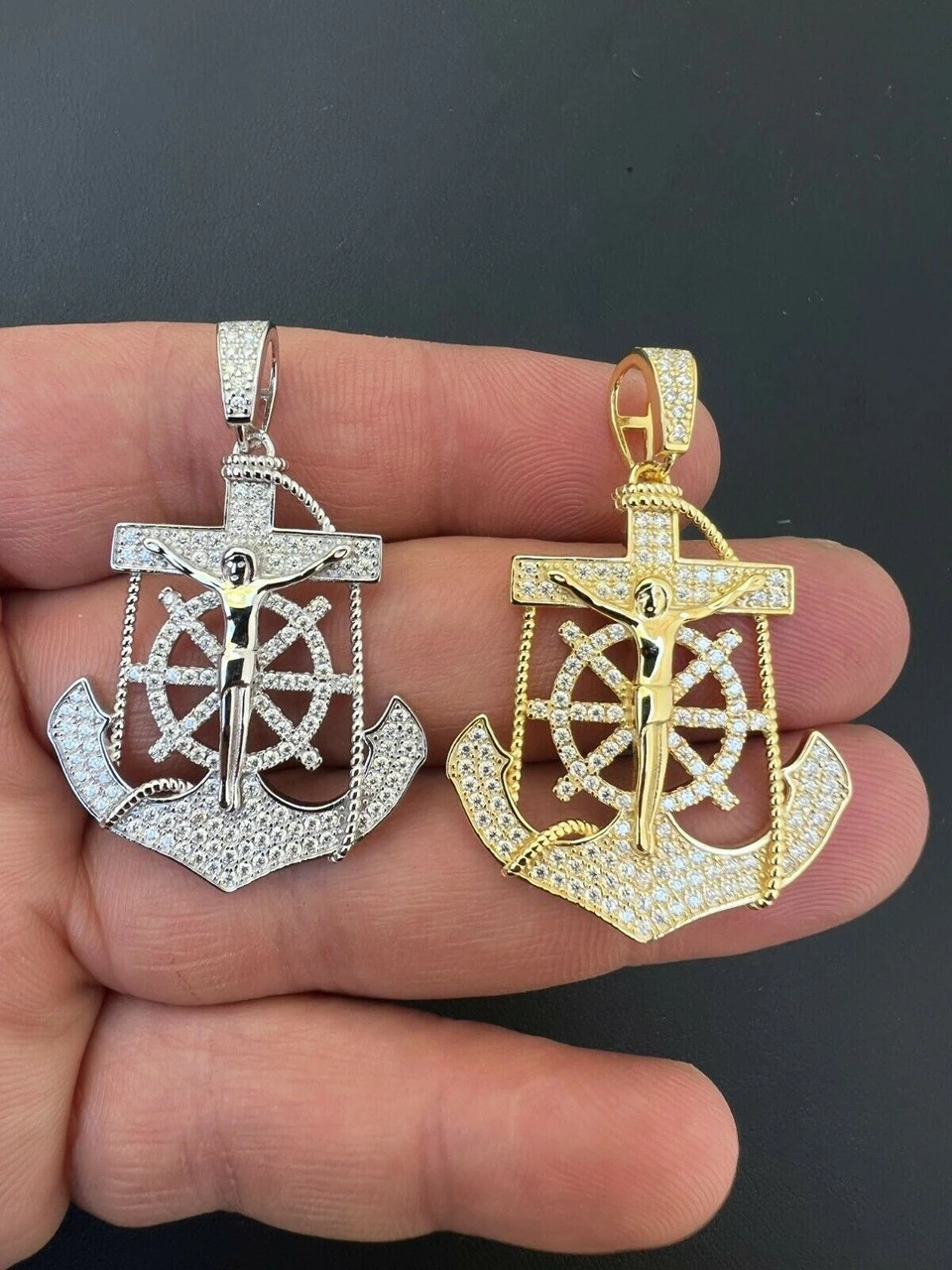 MOISSANITE Silver Gold Real Iced Jesus Anchor Crucifix Pendant Pass Diamond Test 12 MOISSANITE Silver Gold Real Iced Jesus Anchor Crucifix Pendant Pass Diamond Test - Image 10