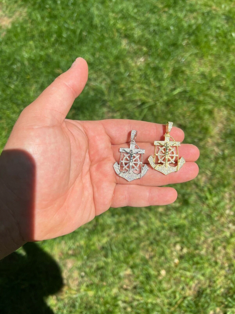 MOISSANITE Silver Gold Real Iced Jesus Anchor Crucifix Pendant Pass Diamond Test 13 MOISSANITE Silver Gold Real Iced Jesus Anchor Crucifix Pendant Pass Diamond Test - Image 11