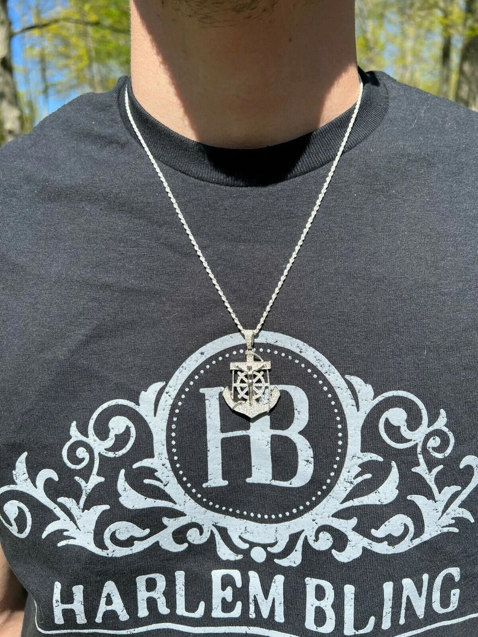 MOISSANITE Silver Gold Real Iced Jesus Anchor Crucifix Pendant Pass Diamond Test 5 MOISSANITE Silver Gold Real Iced Jesus Anchor Crucifix Pendant Pass Diamond Test - Image 3