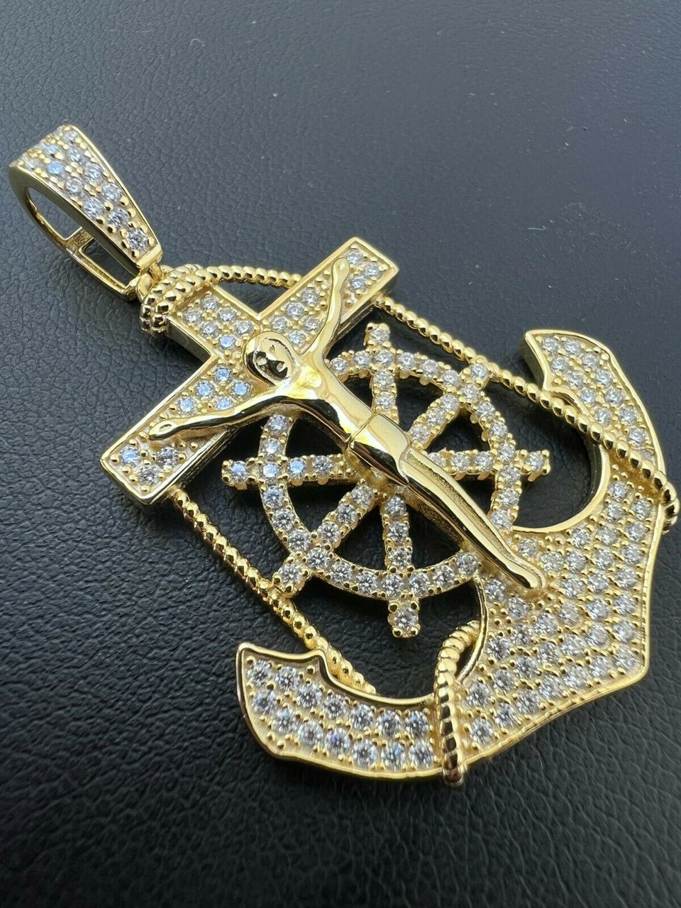 MOISSANITE Silver Gold Real Iced Jesus Anchor Crucifix Pendant Pass Diamond Test 11 MOISSANITE Silver Gold Real Iced Jesus Anchor Crucifix Pendant Pass Diamond Test - Image 9